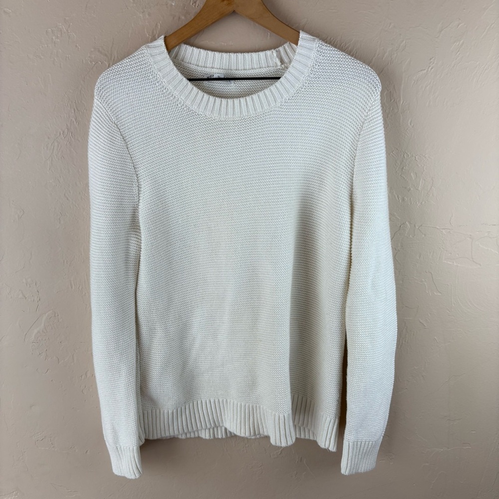 J.Crew Mercantile White Knit Sweater Crew Neck Womens size medium